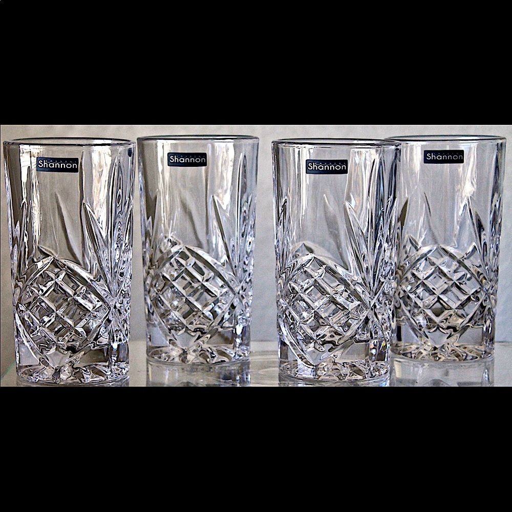 GODINGER DUBLIN CRYSTAL HIGHBALL GLASSES SET OF 4